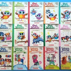 OWL DIARIES AND UNICORN DIARIES BOOKS MIXED LOT OF 15 BRANCHES SCHOLASTIC ELLIOT
